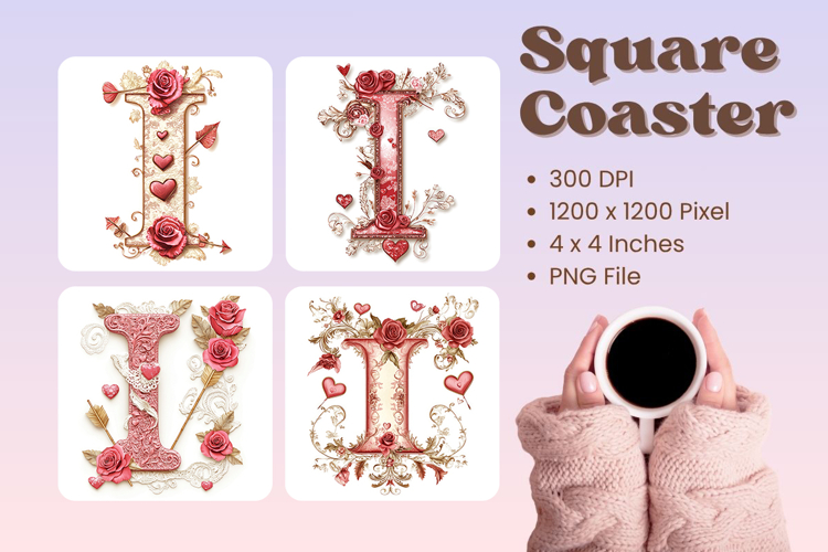 Letters Valentine Square Coasters Love Heart Accessories_I
