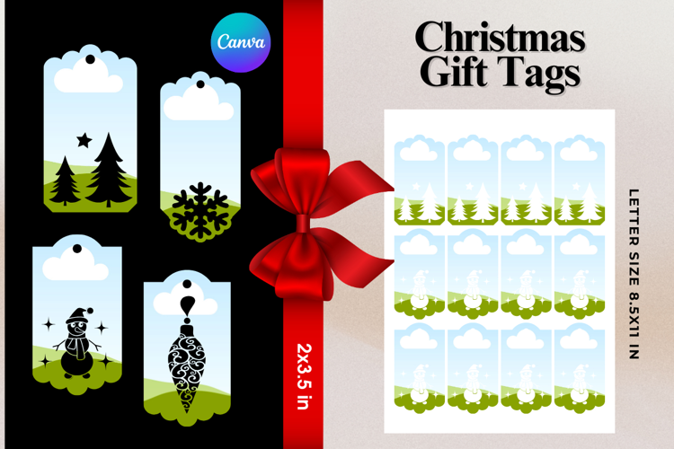 Christmas Gift Tags Canva Frame DIY Labels Editable Bag Tag