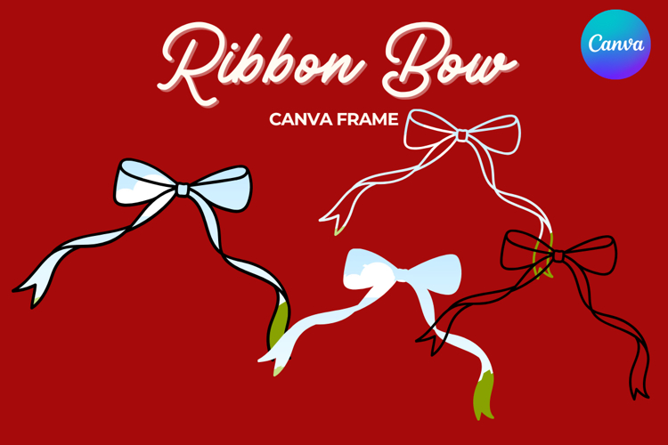 Coquette Bow Canva Frame Hand-Drawn Ribbon Mom life Design