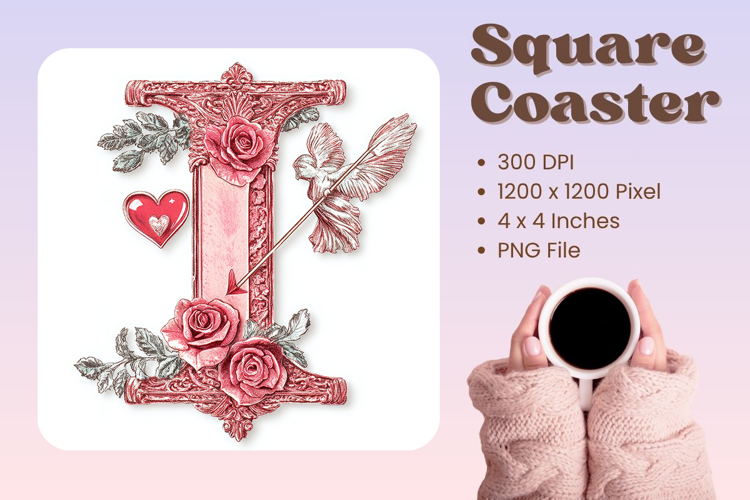 Letters Valentine Square Coasters Love Heart Accessories_I