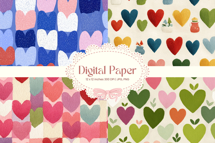 Heart Pattern Background Wallpaper Valentines Digital Paper
