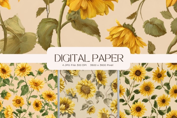 Sunflower Background Pattern Wallpaper Digital Paper_294