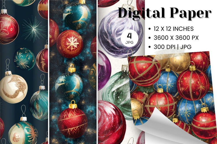 Christmas Ball Ornament Digital Paper Background Wallpaper