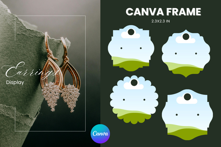 Earrings Display CANVA FRAME Card Template Jewelry Holder_3