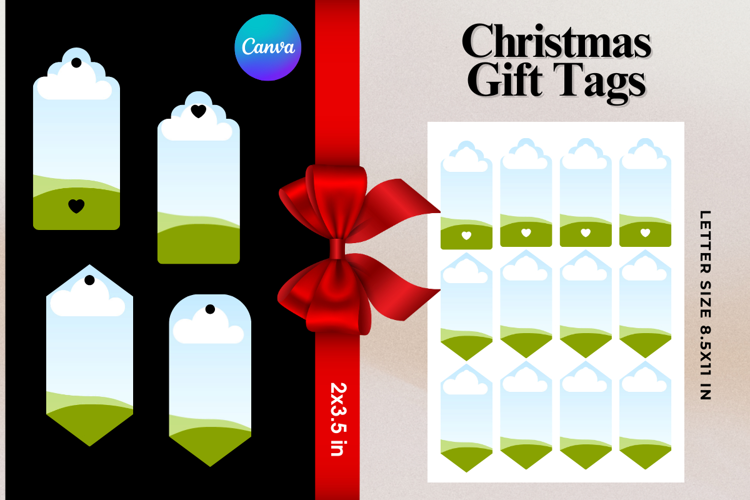 Christmas Gift Tags Canva Frame DIY Labels Editable Bag Tag