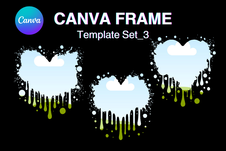 Valentine Heart Drip Canva Frame Template Bleach Effect_3