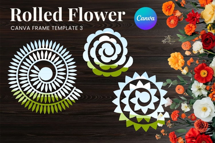 Rolled Flower Canva Frame Paper Flowers Canva Template_3