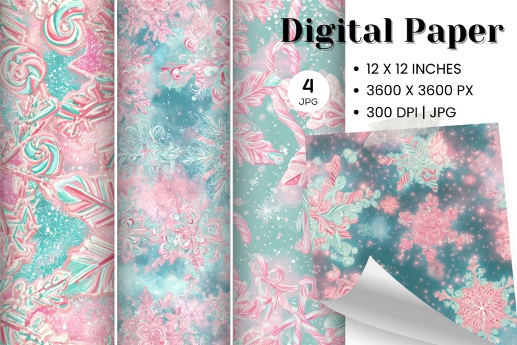 Pink Snowflake Bokeh Sparkle Christmas Background Backdrop_3