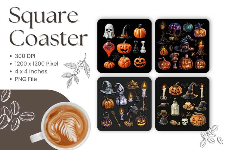 Halloween Square Coasters Accessories Ghost Keychain_3