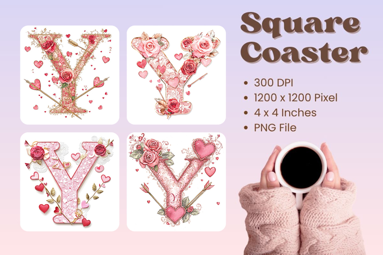 Letters Valentine Square Coasters Love Heart Accessories_Y