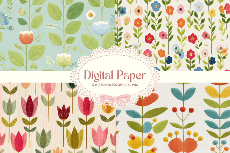 Flower Pattern Background Wallpaper Digital Paper Wrap_31