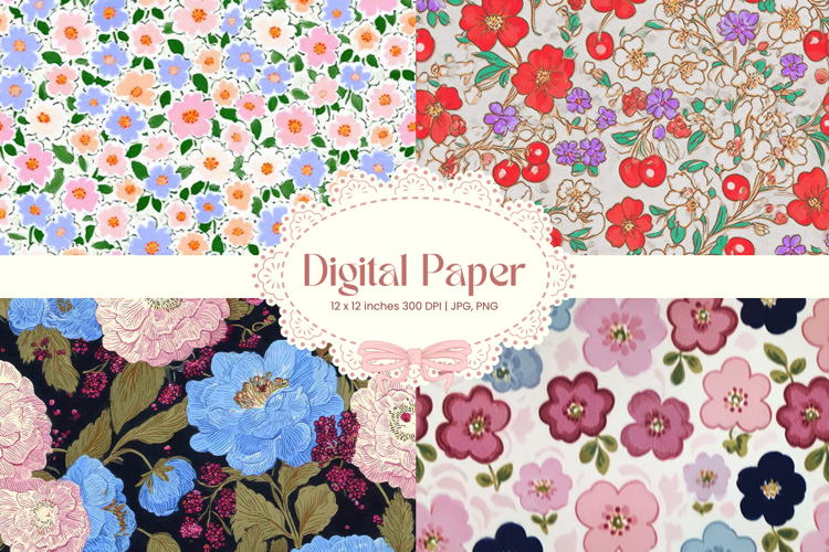 Flower Pattern Background Wallpaper Digital Paper Wrap_32