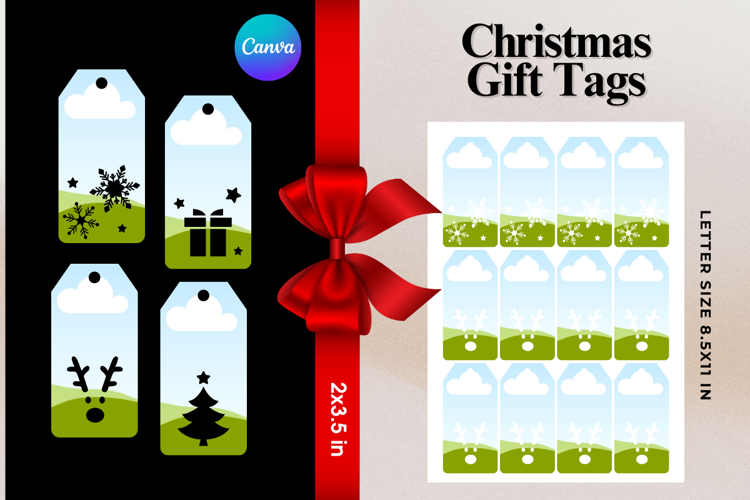 Christmas Gift Tags Canva Frame DIY Labels Editable Bag Tag