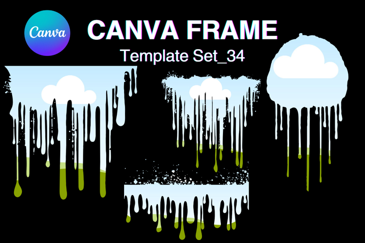 Drip Canva Frame Water Drop Dripping Borders add Photo 34