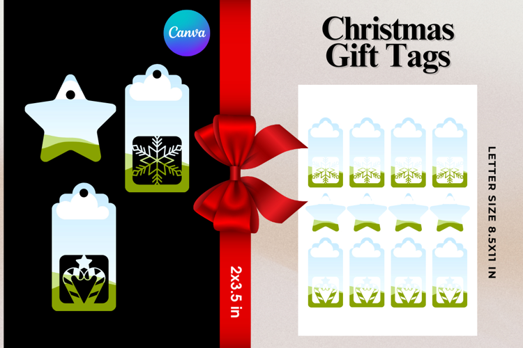 Christmas Gift Tags Canva Frame DIY Labels Editable Bag Tag