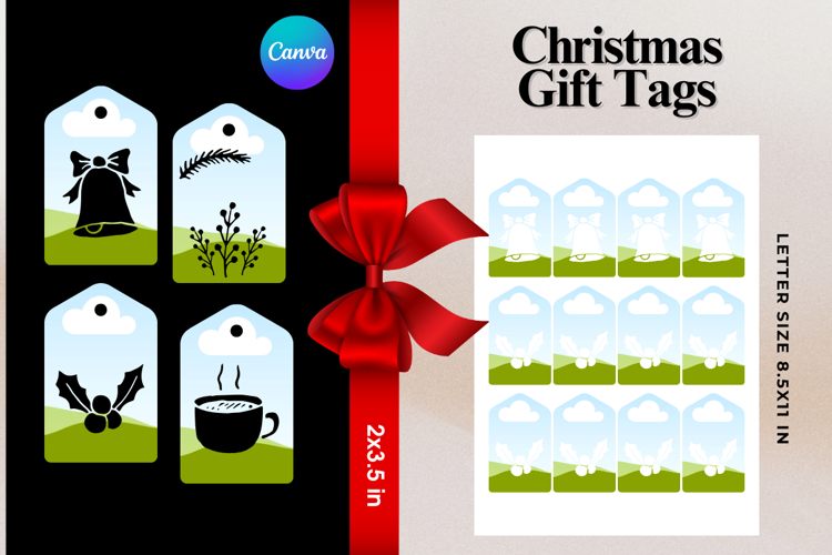 Christmas Gift Tags Canva Frame DIY Labels Editable Bag Tag