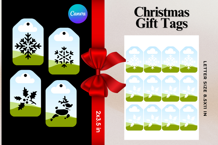 Christmas Gift Tags Canva Frame DIY Labels Editable Bag Tag
