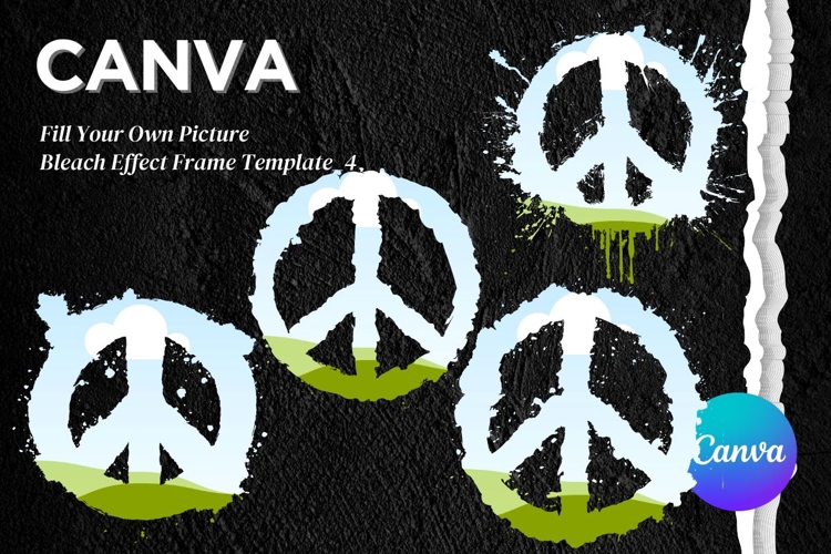 Peace Sign Canva Frame Spread Grunge Distressed Add Photo