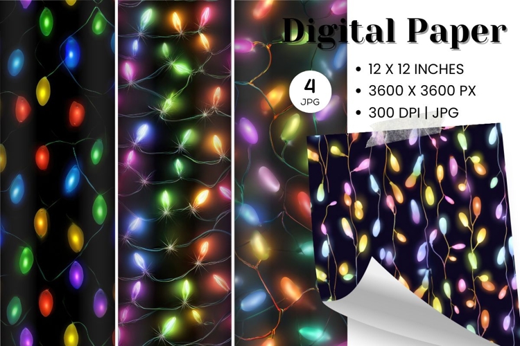 Christmas Light String Background Seamless Pattern Gift Wrap