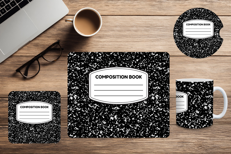 Composition Book Design School Mug Mouse Pad Car Coaster_4