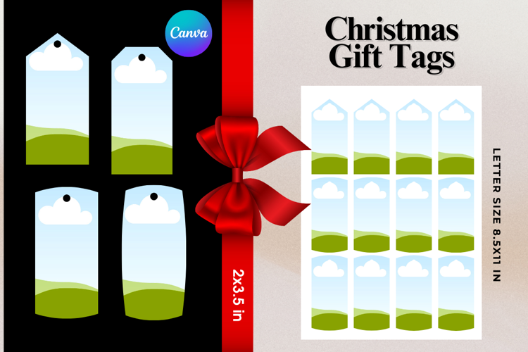 Christmas Gift Tags Canva Frame DIY Labels Editable Bag Tag