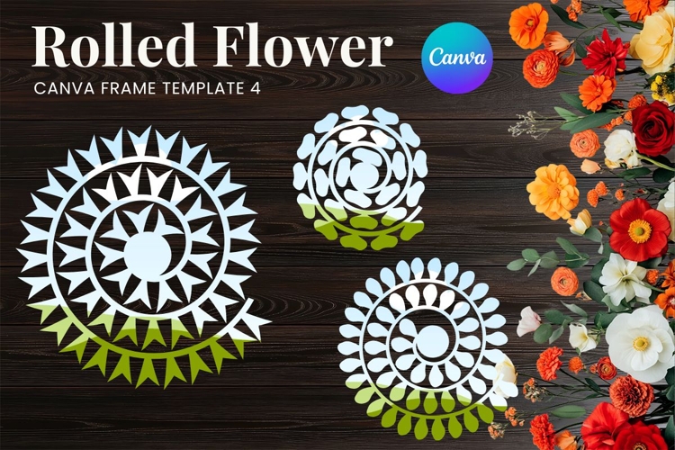 Rolled Flower Canva Frame Paper Flowers Canva Template_4