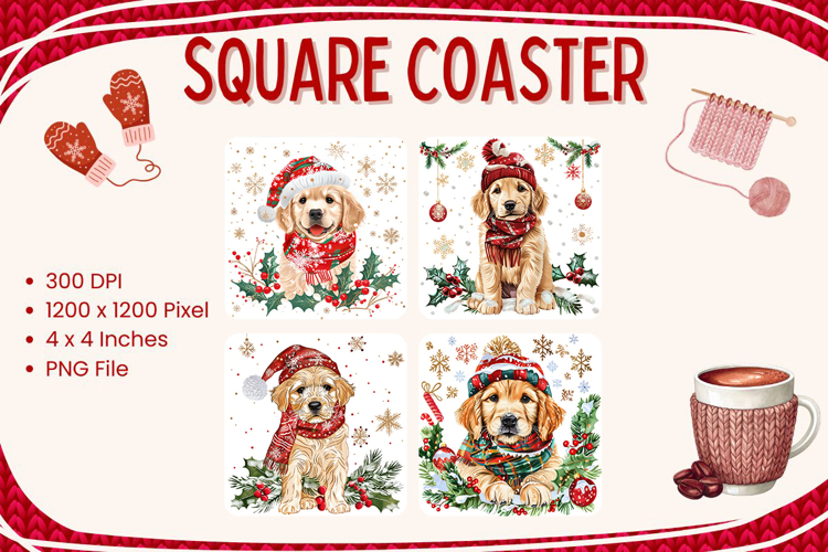 Christmas Square Coasters Winter Accessories Keychain_4