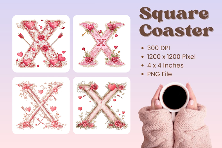 Letters Valentine Square Coasters Love Heart Accessories_X