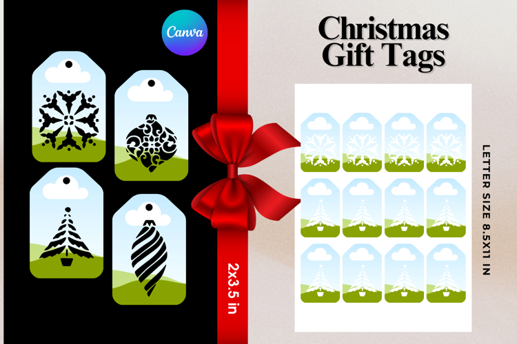 Christmas Gift Tags Canva Frame DIY Labels Editable Bag Tag