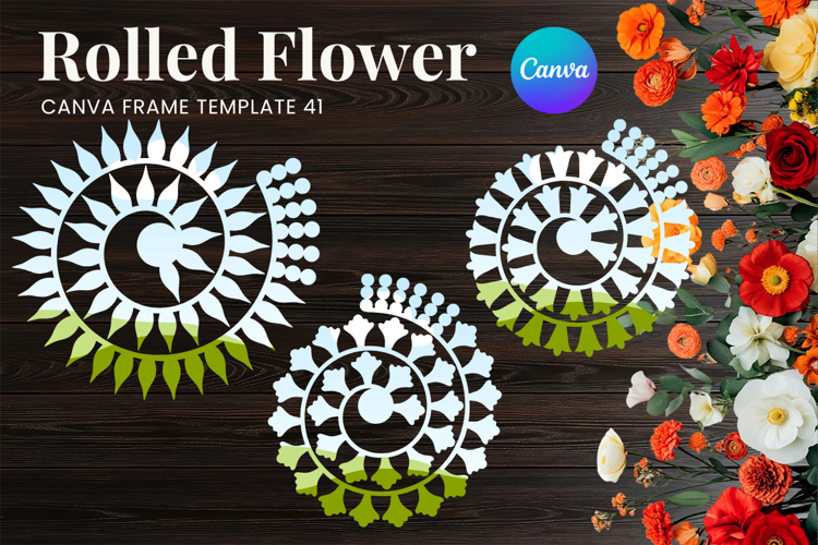Rolled Flower Canva Frame Paper Flowers Canva Template_41
