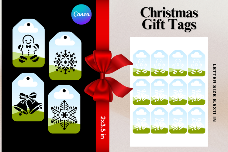 Christmas Gift Tags Canva Frame DIY Labels Editable Bag Tag