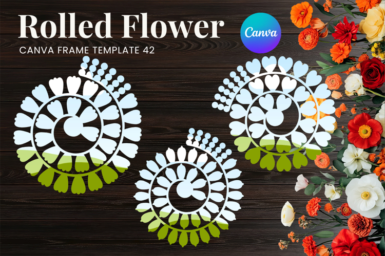 Rolled Flower Canva Frame Paper Flowers Canva Template_42