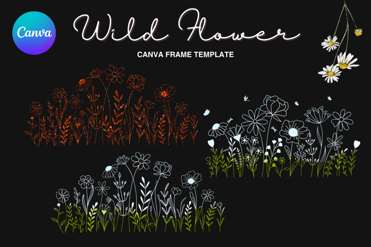 Wild Flower Canva Frame Bouquet Flower Add Photo_43