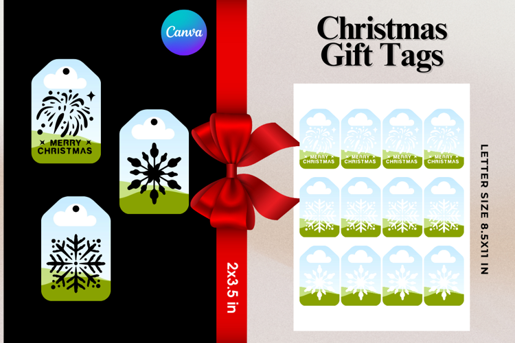 Christmas Gift Tags Canva Frame DIY Labels Editable Bag Tag