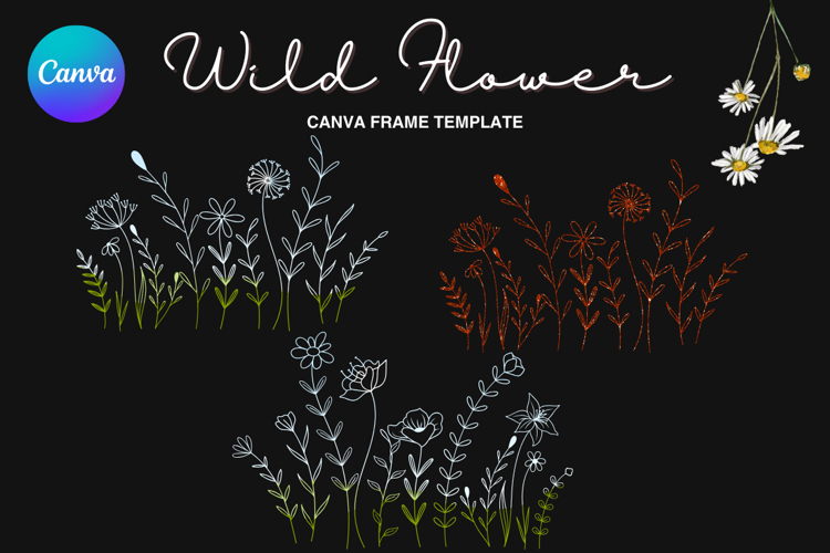 Wild Flower Canva Frame Bouquet Flower Add Photo_44
