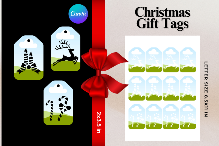 Christmas Gift Tags Canva Frame DIY Labels Editable Bag Tag