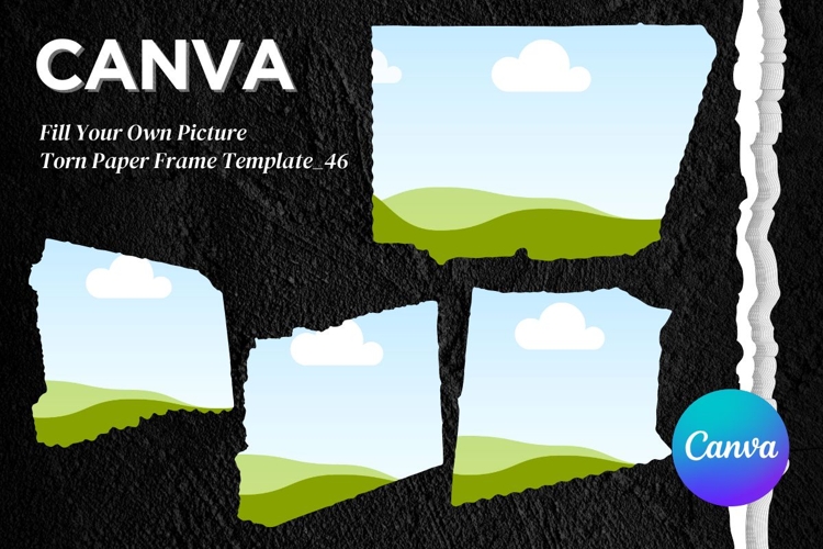 Torn Paper Ripped Text Box Canva Frame Photo Template_46