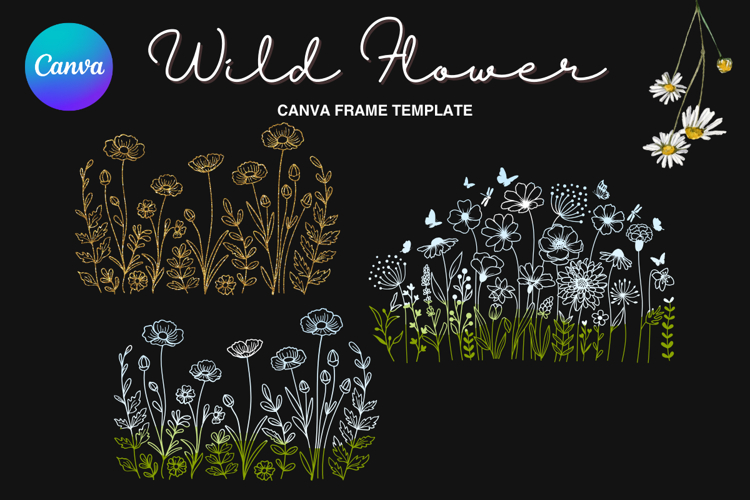 Wild Flower Canva Frame Bouquet Flower Add Photo_46
