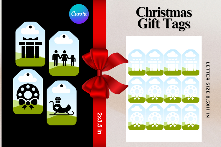 Christmas Gift Tags Canva Frame DIY Labels Editable Bag Tag