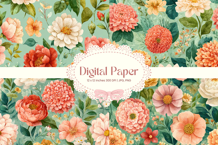 Flower Pattern Background Wallpaper Digital Paper Wrap_47