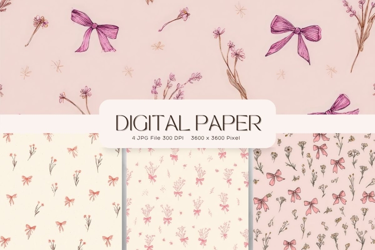 Bow Ribbon Background Bow Digital Paper Pattern Wallpaper_48