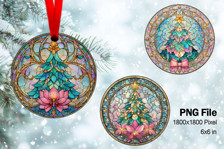 Christmas Tree Ornament Round Circle Decorate Sublimation_5