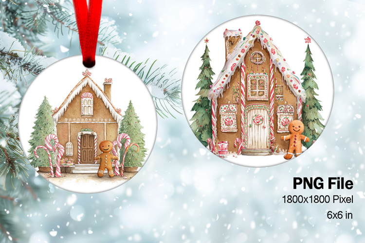 Christmas House Ornament Watercolor Snow House Decorate_5