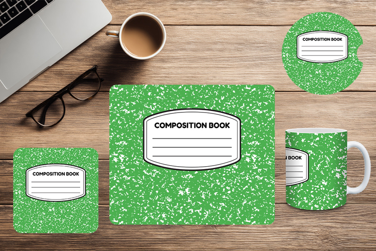 Composition Book Design School Mug Mouse Pad Car Coaster_5