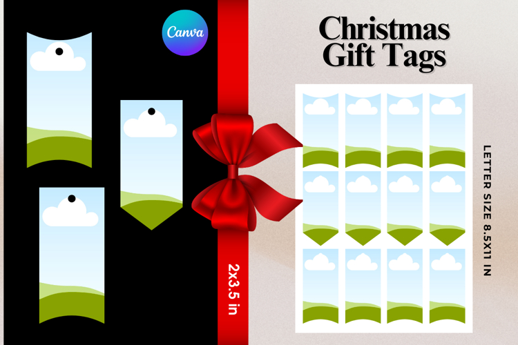 Christmas Gift Tags Canva Frame DIY Labels Editable Bag Tag