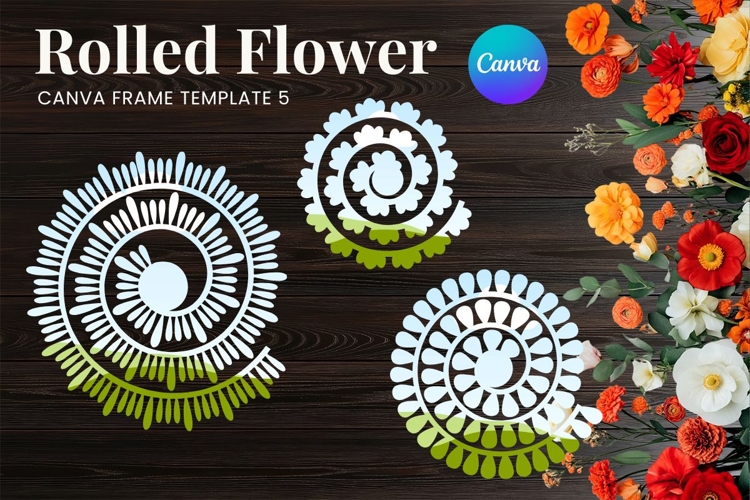 Rolled Flower Canva Frame Paper Flowers Canva Template_5