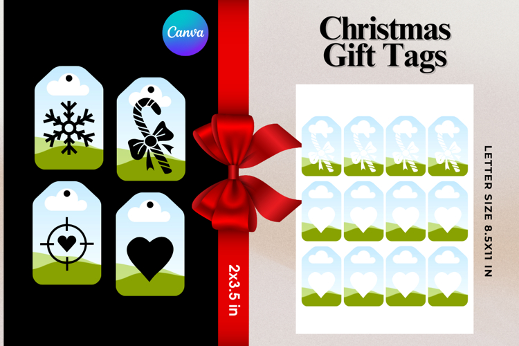 Christmas Gift Tags Canva Frame DIY Labels Editable Bag Tag