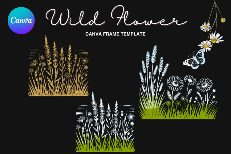 Wild Flower Canva Frame Bouquet Flower Add Photo_51