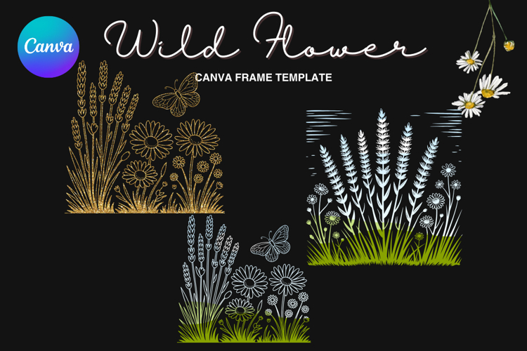 Wild Flower Canva Frame Bouquet Flower Add Photo_53
