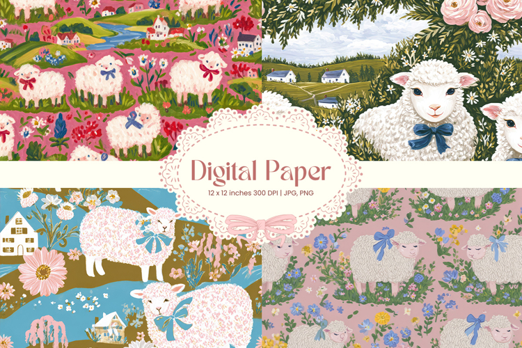 Sheep Background Wallpaper Digital Paper Seamless Pattern